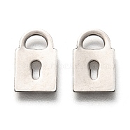 201 Stainless Steel Charms, Laser Cut, Padlock, Stainless Steel Color, 11x7x0.8mm, Hole: 3.5x2mm(STAS-B001-16P)