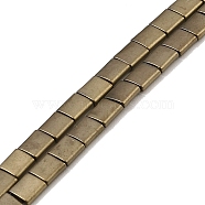 Electroplated Frosted Non-magnetic Synthetic Hematite Beads Strands, Square, 2-Hole, Light Gold Plated, 5x5x2mm, Hole: 0.8mm, about 74pcs/strand, 15.75 inch(40cm)(G-G089-B01-03)