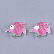 Printed Resin Cabochons, Frosted, Fish, Camellia, 18.5~19x26x8mm(X-CRES-S363-08)