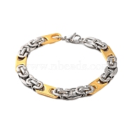 304 Stainless Steel Byzantine Chain Bracelets, with 201 Stainless Steeel Findings, Golden & Stainless Steel Color, 8-5/8 inch(21.8cm)(BJEW-B078-108GP)