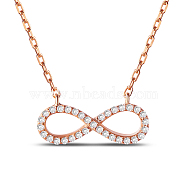 TINYSAND Infinity Sterling Silver Pendant Necklaces, with Cubic Zirconia, Rose Gold, 17 inch(TS-N143-RG-17.3)