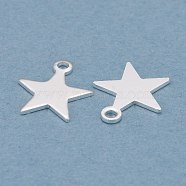Brass Charms, Star,  Long-Lasting Plated, 925 Sterling Silver Plated, 8.5x7.5x0.4mm, Hole: 1mm(KK-H739-01B-S)