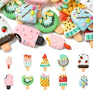 20Pcs 10 Styles Resin Cabochons, Imitation Food, Ice Cream, Mixed Color, 20~31x10~20x3.5~8mm, 2pcs/style(CRES-YW0001-30)