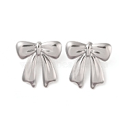Bowknot 304 Stainless Steel Stud Earrings for Women, Stainless Steel Color, 30x29mm(EJEW-L272-026P-02)
