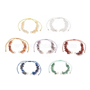 Natural Tumbled Gemstone Chip Beaded Bracelet Making, Adjustable Nylon Thread Braided Bead Link Bracelet Making, 5.12~12.20 inch(13~31cm), 7 colors, 1pc/color, 7pcs/set(AJEW-JB01138)