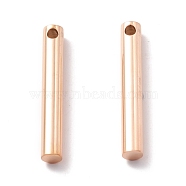 304 Stainless Steel Charms, Column, Rose Gold, 40x6mm, Hole: 3mm(STAS-A057-10RG)