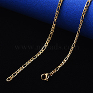 PVD Vacuum Plating 304 Stainless Steel Figaro Chain Necklaces, with Lobster Claw Clasp, Real 18K Gold Plated, Link: 11x5x1.4mm and 7.5x5.5x1.4mm, 19.68 inch(50cm)(NJEW-S420-003C-G)