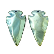 Electroplated Synthetic Non-Magnetic Hematite Pendants, Arrowhead Charms, Green Plated, 45x24x8mm, Hole: 1.2mm(G-C136-03B)