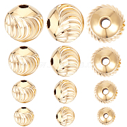 32Pcs 4 Style Eco-Friendly Brass Beads, Long-Lasting Plated, Lead Free & Cadmium Free, Round, Real 24K Gold Plated, 5~10mm, Hole: 1.2~2.3mm, 8pcs/style(KK-BBC0009-72G)