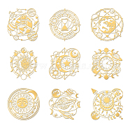 9Pcs Nickel Custom Self-adhesive Picture Stickers, Independence Day Metal Decals, Golden, Planet, 40x40mm(DIY-WH0450-200)