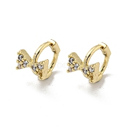 Brass Micro Pave Cubic Zirconia Hoop Earring, Real 18K Gold Plated, Bowknot, 7.5x6.5mm(EJEW-C088-01E-G)