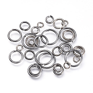 Brass Jump Rings, Open Jump Rings, Gunmetal, 4~10x0.8~1mm, Inner Diameter: 2.4~8mm(KK-JQ0001-01B)