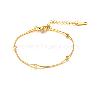Titanium Steel Beaded Snake Chain Bracelets for Women, Golden(AF2713-1)