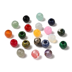 Natural & Synthetic Mixed Stone European Beads, Large Hole Beads, Rondelle, Mixed Dyed and Undyed, 12~12.5x9~10.5mm, Hole: 5.5~6mm(G-N342-03)