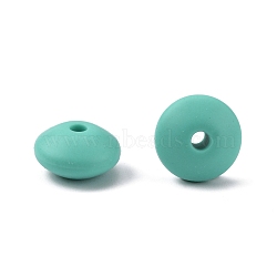 Food Grade Eco-Friendly Silicone Abacus Beads, Chewing Beads For Teethers, DIY Nursing Necklaces Making, Medium Turquoise, 12x6.5mm, Hole: 2mm(SIL-WH0008-14A)