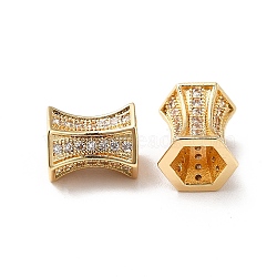Brass Micro Pave Cubic Zirconia Beads, Real 18K Gold Plated, Clear, 10x8x9mm, Hole: 3x3mm(KK-M233-49G)