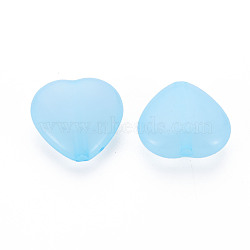 Transparent Acrylic Beads, Dyed, Heart, Light Sky Blue, 13.5x14x6mm, Hole: 1.5mm, about 775pcs/500g(TACR-S154-54E-08)