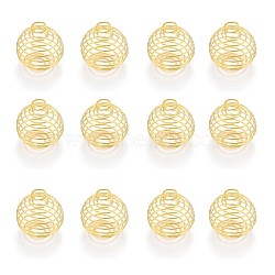 Iron Wire Pendants, Spiral Bead Cage Pendants, Round, Golden, 28~30x24~25mm, Hole: 6mm(IFIN-R231-25mm-G)