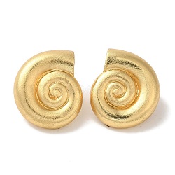 Rack Plating Brass Stud Earrings, Cadmium Free & Lead Free, Long-Lasting Plated, Conch, Real 18K Gold Plated, 25.5x20.5mm(EJEW-B062-09G)