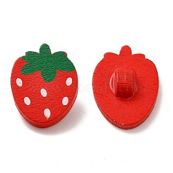 Strawberry Buttons, Wooden Buttons, Crimson, about 22mm long, 17mm wide, 3.8mm thick(NNA0Z4J)