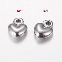 304 Stainless Steel Charms, Chain Extender Teardrop, Puffed Heart, Stainless Steel Color, 7.5x5.5x2mm, Hole: 0.5mm(X-STAS-K002-25A)