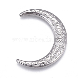304 Stainless Steel Cabochon, Textured, Moon, Stainless Steel Color, 29x23x3mm(STAS-P245-07P)