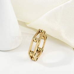 Ion Plating(IP) 304 Stainless Steel Finger Ring for Women, Hexagon, Golden, US Size 7(17.3mm)(RJEW-A052-03A-G02)