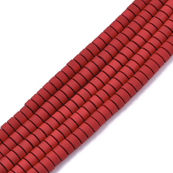 Spray Painted Non-magnetic Synthetic Hematite Beads Strands, Flat Round/Disc, Red, 4x2mm, Hole: 0.9mm, about 168~170pcs/strand, 15.94 inch(40.5cm)