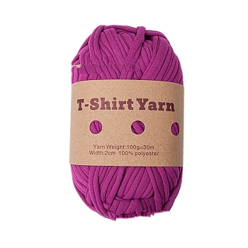 1 Skein Polyester Cloth Yarn, For Hand Knitting Thick Thread, Crochet Cloth Yarn, Old Rose, 20mm, about 32.81 Yards(30m)/Skein