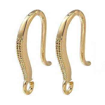 Brass Earring Hooks, Cadmium Free & Lead Free, Real 24K Gold Plated, 15x9x2mm, Hole: 1.4mm, Pin: 0.8mm