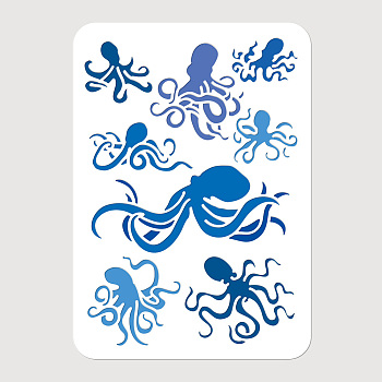 PET Hollow Out Drawing Painting Stencils, for DIY Scrapbook, Photo Album, Octopus, 297x210mm