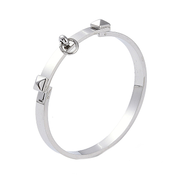 Ring with Square 304 Stainless Steel Bangles, Stainless Steel Color, 1/4 inch(0.7cm), Inner Diameter: 2-1/4x2-3/8 inch(5.6x6.05cm)