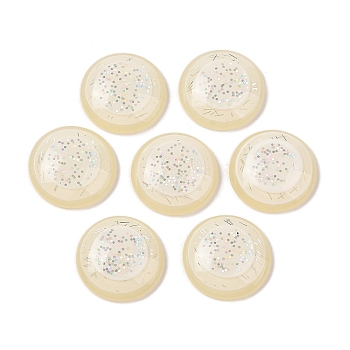 Resin Cabochons, with Glitter Powder, Half Round, Beige, 18x5mm