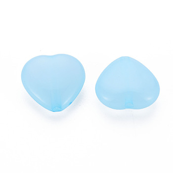 Transparent Acrylic Beads, Dyed, Heart, Light Sky Blue, 13.5x14x6mm, Hole: 1.5mm, about 775pcs/500g