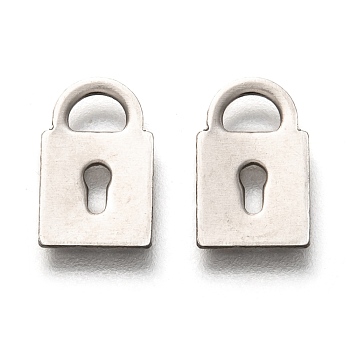 201 Stainless Steel Charms, Laser Cut, Padlock, Stainless Steel Color, 11x7x0.8mm, Hole: 3.5x2mm