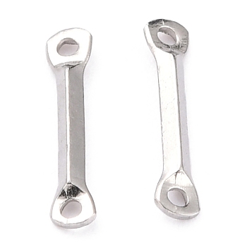 201 Stainless Steel Links Connectors, Bar Links, Stainless Steel Color,  11x1.3x1.3mm, Hole: 0.9mm
