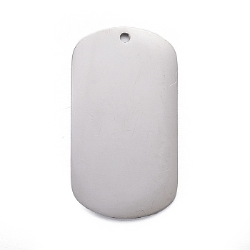 304 Stainless Steel Pendants, Stamping Blank Tag, Rectangle, Stainless Steel Color, 25x13x1mm, Hole: 1.2mm