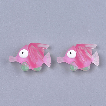 Printed Resin Cabochons, Frosted, Fish, Camellia, 18.5~19x26x8mm