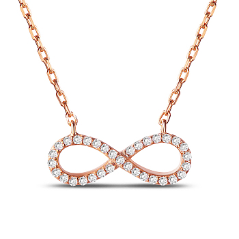 TINYSAND Infinity Sterling Silver Pendant Necklaces, with Cubic Zirconia, Rose Gold, 17 inch