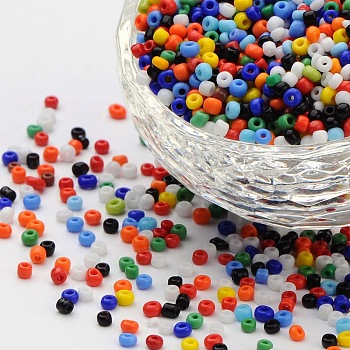 (Repacking Service Available) Glass Seed Beads, Opaque Colours Seed, Small Craft Beads for DIY Jewelry Making, Round, Mixed Color, 12/0, 2mm, about 12g/bag