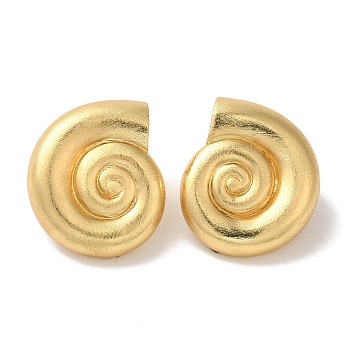 Rack Plating Brass Stud Earrings, Cadmium Free & Lead Free, Long-Lasting Plated, Conch, Real 18K Gold Plated, 25.5x20.5mm