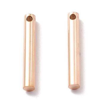 304 Stainless Steel Charms, Column, Rose Gold, 40x6mm, Hole: 3mm