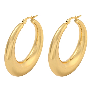 202 Stainless Steel Hoop Earrings, with 304 Stainless Steel Pins for Women, Golden, 40.5x8mm