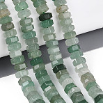 Natural Green Aventurine Beads Strands, Faceted, Hexagon, 6.5~7x3~3.5mm, Hole: 0.8~1mm, about 109~113pcs/strand, 14.76~15.16 inch(37.5~38.5cm)(G-N357-14A-09)