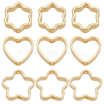 60Pcs 3 Styles Rack Plating Alloy Bead Frames, Mixed Shapes, Real 18K Gold Plated, 8.5~10x9.5~10x2~3mm, 20pcs/style(KK-BBC0016-24)