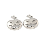 Alloy Pendants, Pumpkin, Cadmium Free & Lead Free, Rack Plating, Halloween Theme, Platinum, 19x19x3.5mm, Hole: 1.2mm(FIND-B047-02B-P)