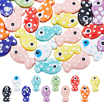 35Pcs 10 Styles Handmade Porcelain Beads, Opaque Resin Beads, Fish, Mixed Color, 11~19x11.5~19.5x6.5~7mm, Hole: 1.6~2.1mm(PORC-HS0001-13)