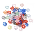 Frosted Transparent Acrylic European Beads, Large Hole Beads, Wavy Donut, Mixed Color, 12x12x3.5mm, Hole: 4.5mm, about 1923pcs/set(AC-CBA9284-05)