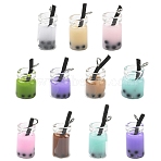 20Pcs 2 Styles Glass Bottle Pendants, with Resin Inside and Iron Findings, Imitation Bubble Tea/Milk Tea, Mixed Color, 20~27x11~12x10~11mm, Hole: 1.8m, 10pcs/style(CRES-YW0002-63)