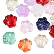 Transparent Spray Painted Glass Beads, Mixed Style, Dog Paw Prints, Mixed Color, 11x12x4.5mm, Hole: 1mm(GGLA-CJC0002-01)